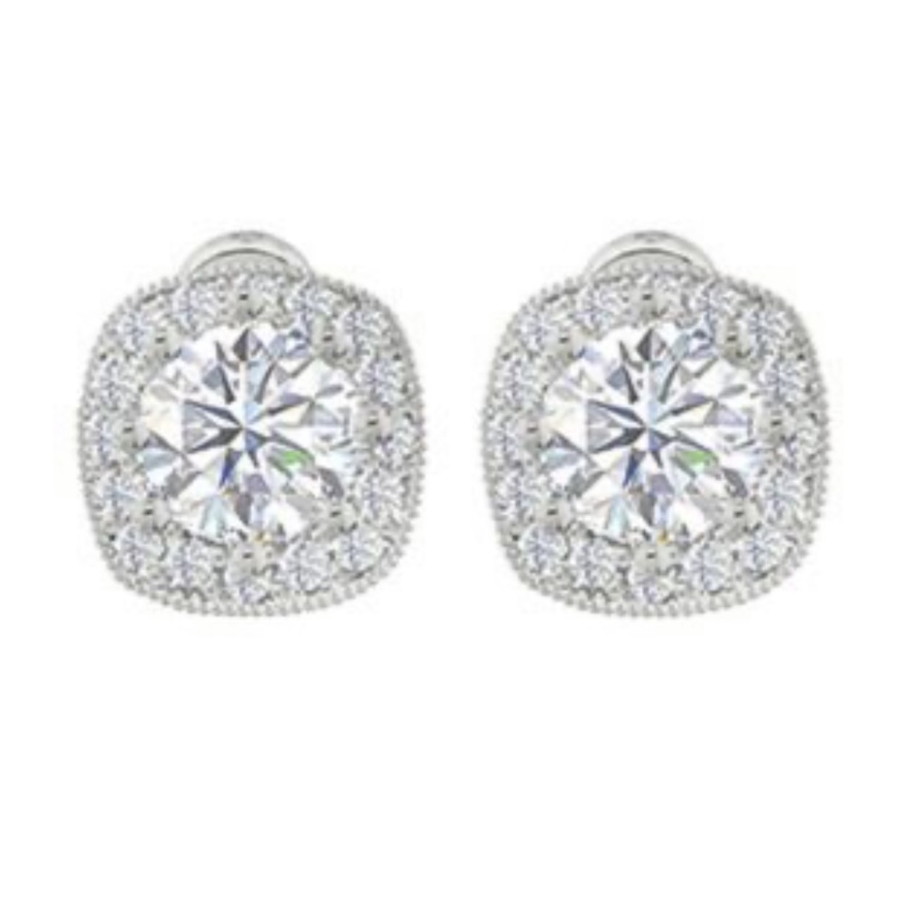 NWT Zaxie cushion cut cz halo stud earrings